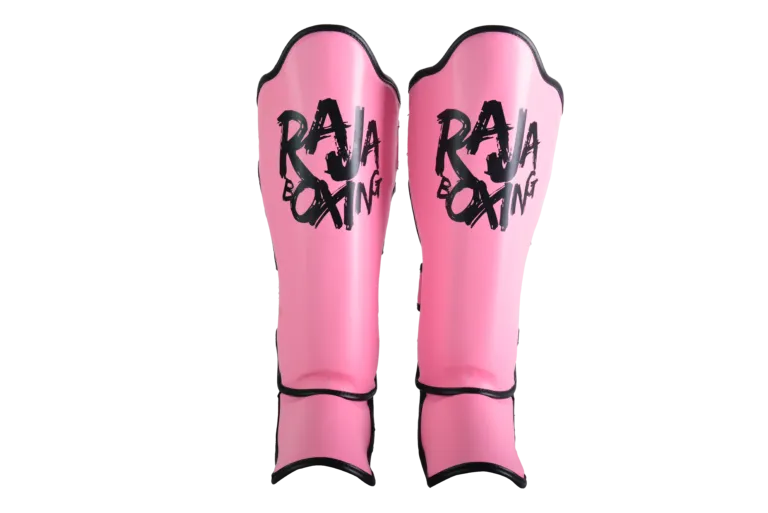 RAJA BOXING Lightweight Shin Guards V4 Pink front view