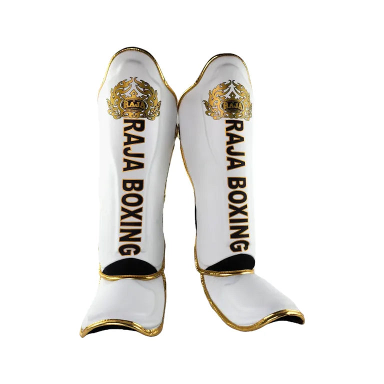 RAJA BOXING LS2 Lightweight Shin Guards in white, front view