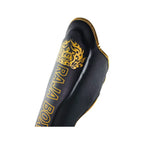 Raja Boxing LS2 Lightweight Shin Guards in black, angled view