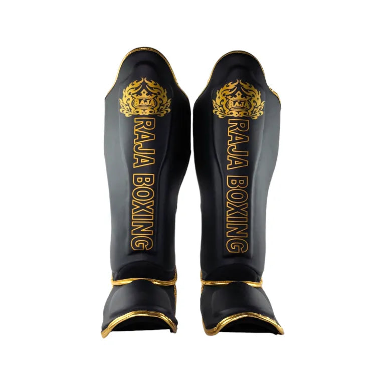 Raja Boxing LS2 Lightweight Shin Guards in black, side view