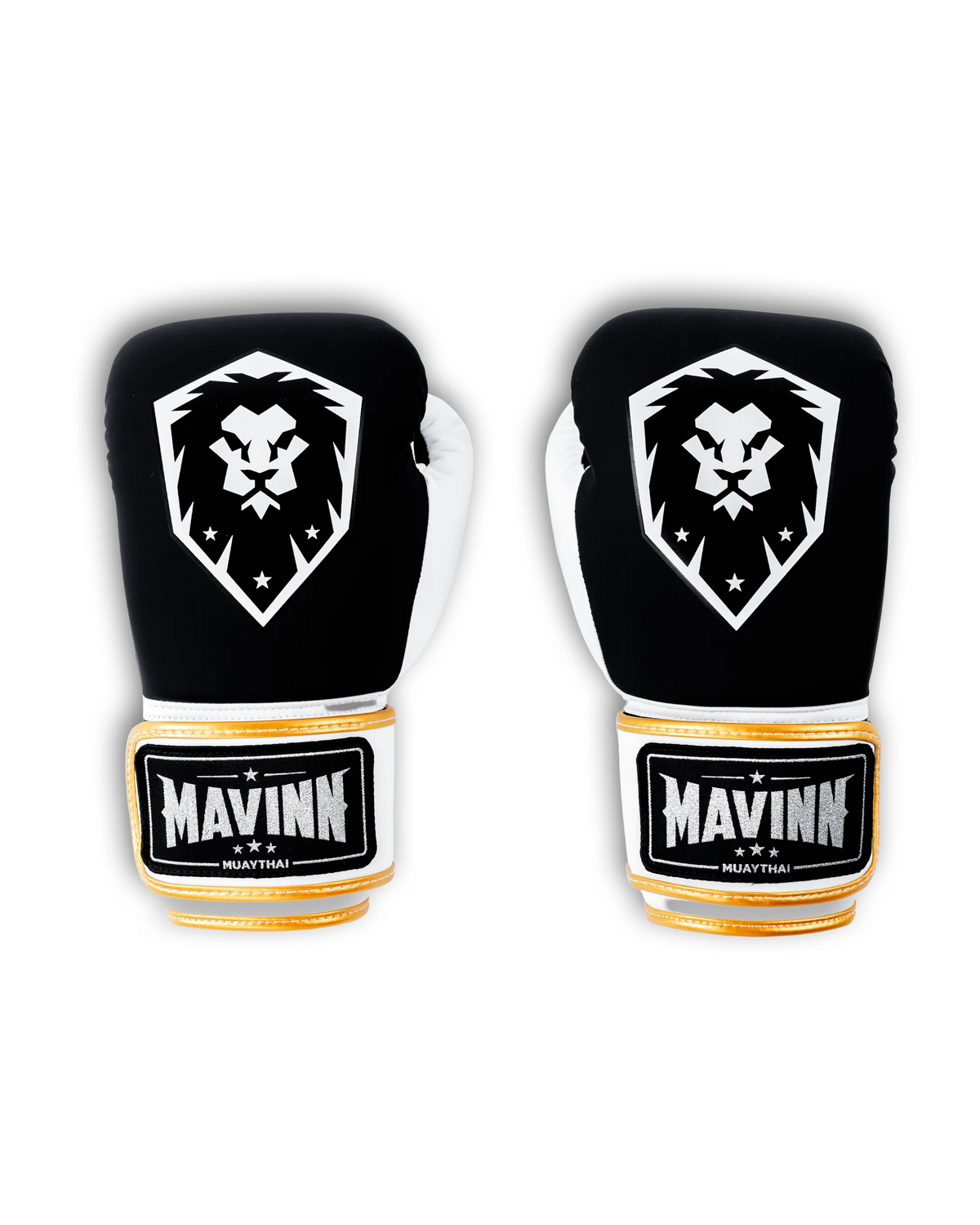 Mavinn Lion Crest Edition Boxing Gloves, side view with wrist strap
