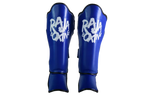 Raja Boxing Lightweight Shin Guards V4 in blue, side view