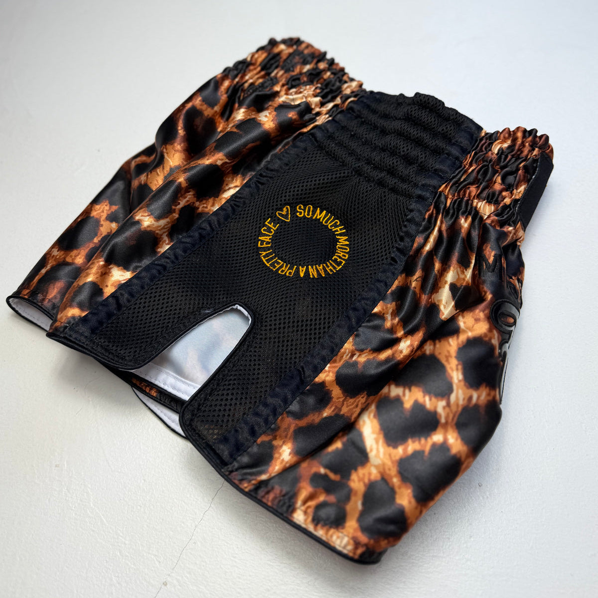 Fightlab Miss Leopard Print Thai Boxing Shorts back view