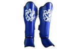 Raja Boxing Lightweight Shin Guards V4 in blue, front view