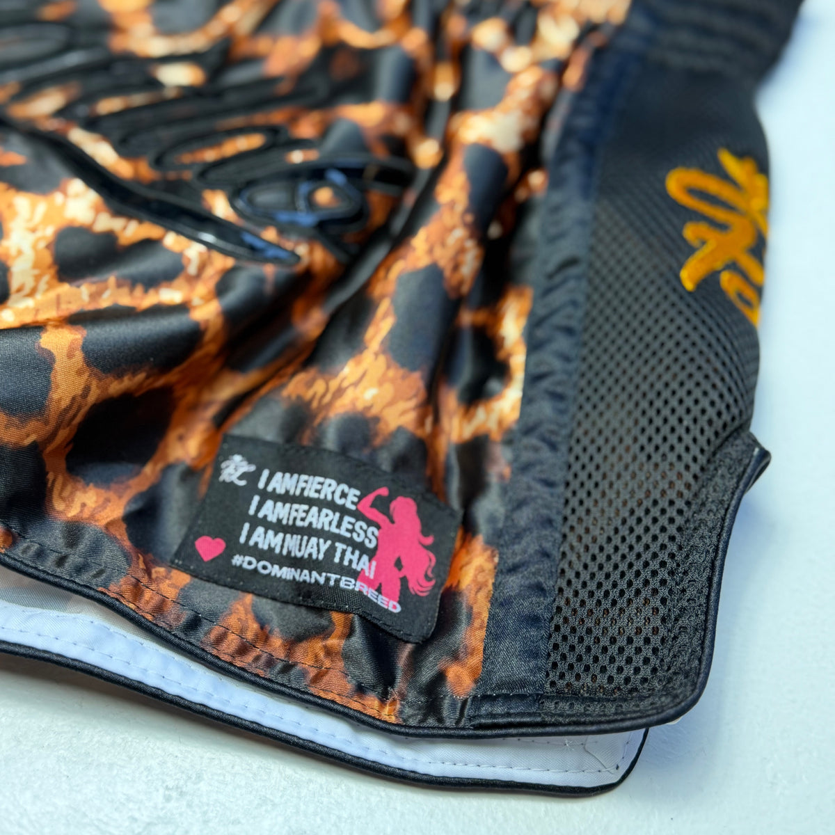 Fightlab Miss Leopard Print Thai Boxing Shorts side view