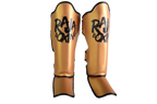 Raja Boxing Lightweight Shin Guards V4 in gold, side view