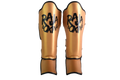 Raja Boxing Lightweight Shin Guards V4 in gold, front view