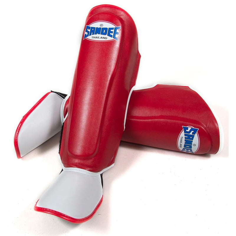 Sandee Kids Authentic Boot Shinguards Red & White detail of foot protection