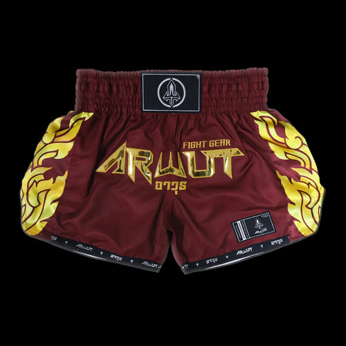 Arwut Muay Thai Shorts BS3 The Ascent Crimson Red front view