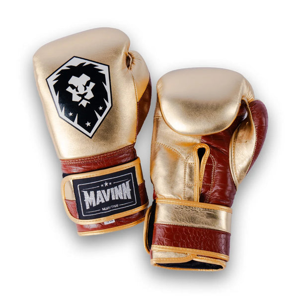 Mavinn Concept of Balance Boxing Gloves in Gold, front view