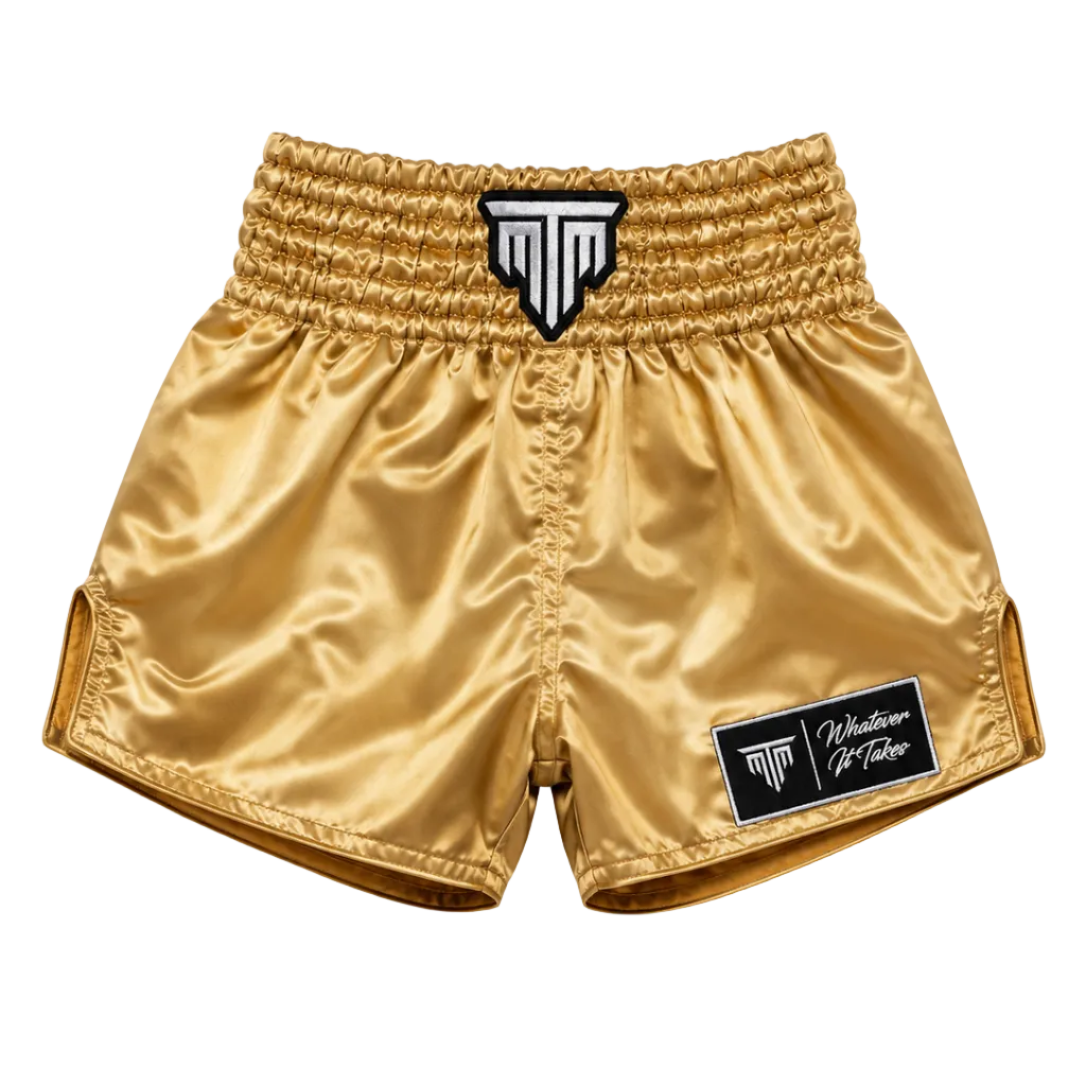 MTM Classic Muay Thai Shorts Gold front view