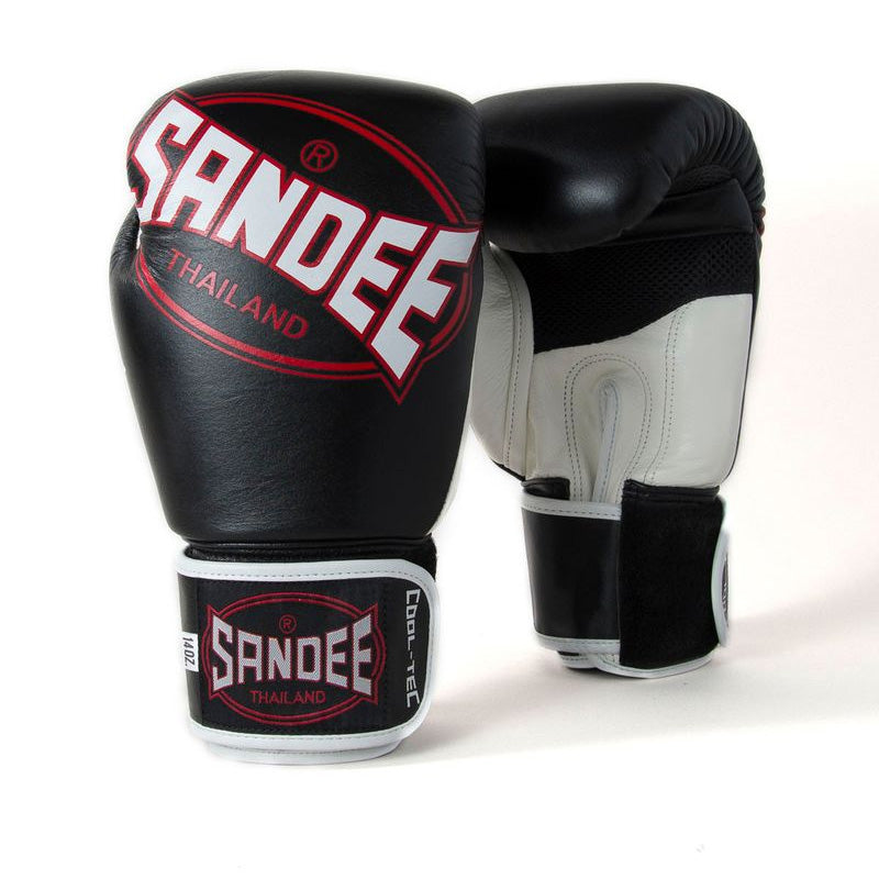 Sandee Cool-Tec Velcro 3 Tone Boxing Gloves - Black, White & Red