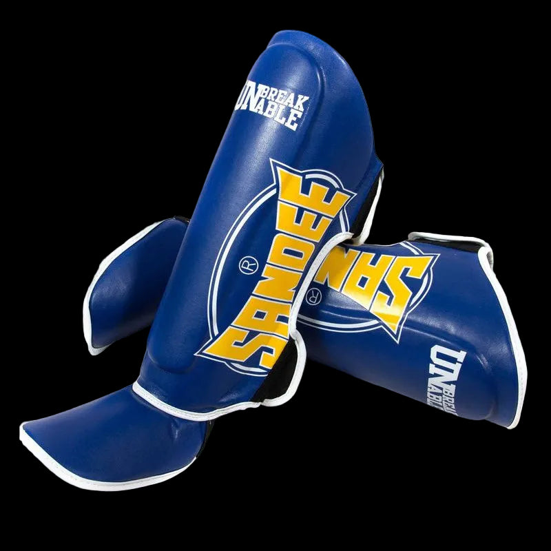 Close-up of Sandee Cool-Tec Boot Shinguards showing leather texture and stitching