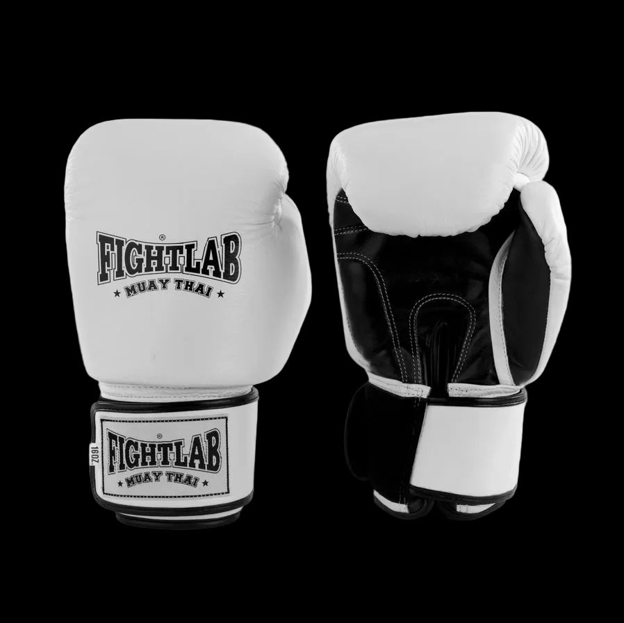 Pair of Fightlab Classic Muay Thai Gloves in black, side view