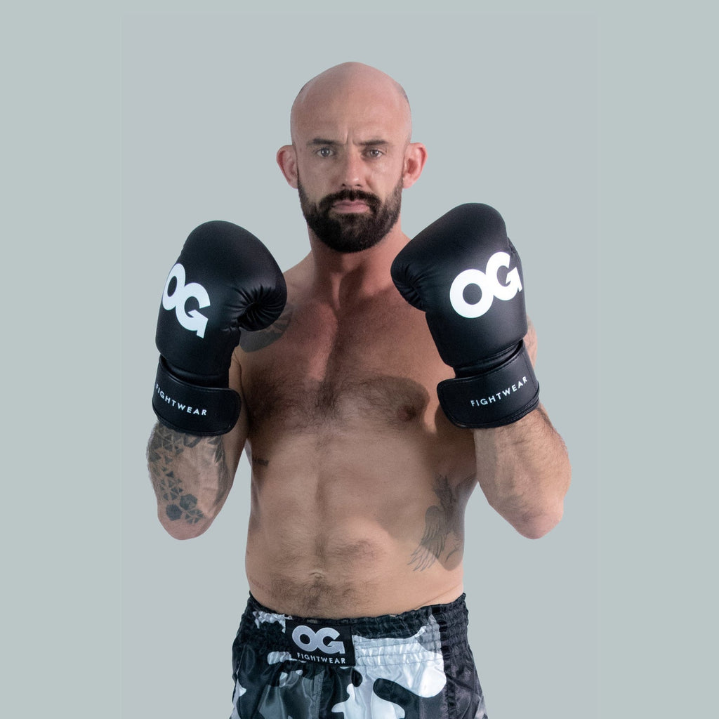 OG Fightwear Supermax Boxing Gloves Black palm view