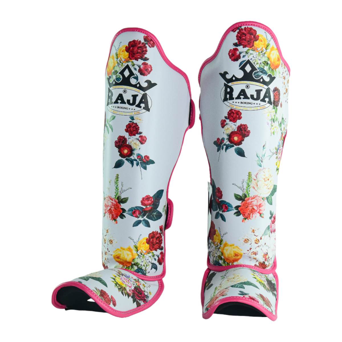 Raja Boxing Flower Lightweight Shin Guards, front view