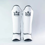 Raja Boxing Lightweight Shin Guards in white, side view