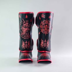 Raja Boxing SakYan Fancy Shin Guards in black, side view