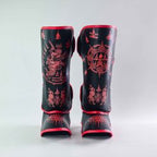 Raja Boxing SakYan Fancy Shin Guards in black, side view