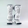 Raja Boxing SakYan Fancy Shin Guards in white, front view