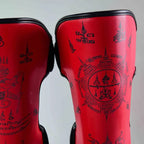 Raja Boxing SakYan Fancy Shin Guards Red back view