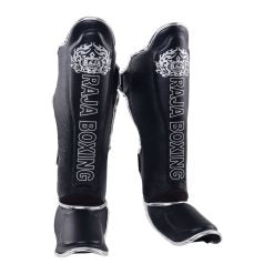Raja LS-2 Slim Shin Guards in black, front view thumbnail