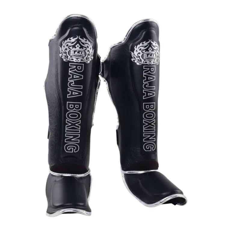 Raja LS-2 Slim Shin Guards in black, front view