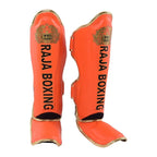 Raja LS-2 Slim Shin Guards in orange, front view