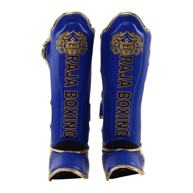 Raja Boxing LS-2 Shin Guards in blue, side view
