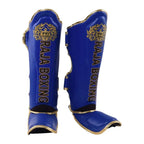 Raja Boxing LS-2 Shin Guards in blue, front view