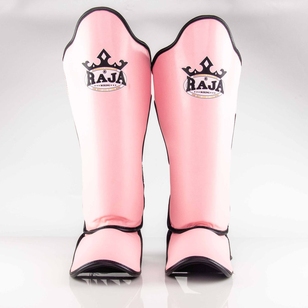Raja Boxing Lightweight Shin Guards in Pink Pastel, detailed view