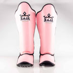 Raja Boxing Lightweight Shin Guards in Pink Pastel, detailed view