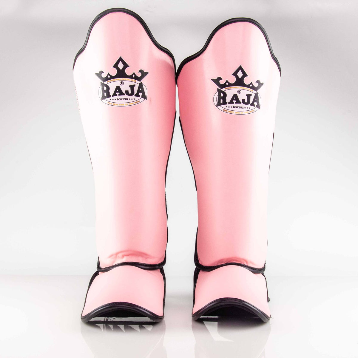 Raja Boxing Lightweight Shin Guards in Pink Pastel, detailed view