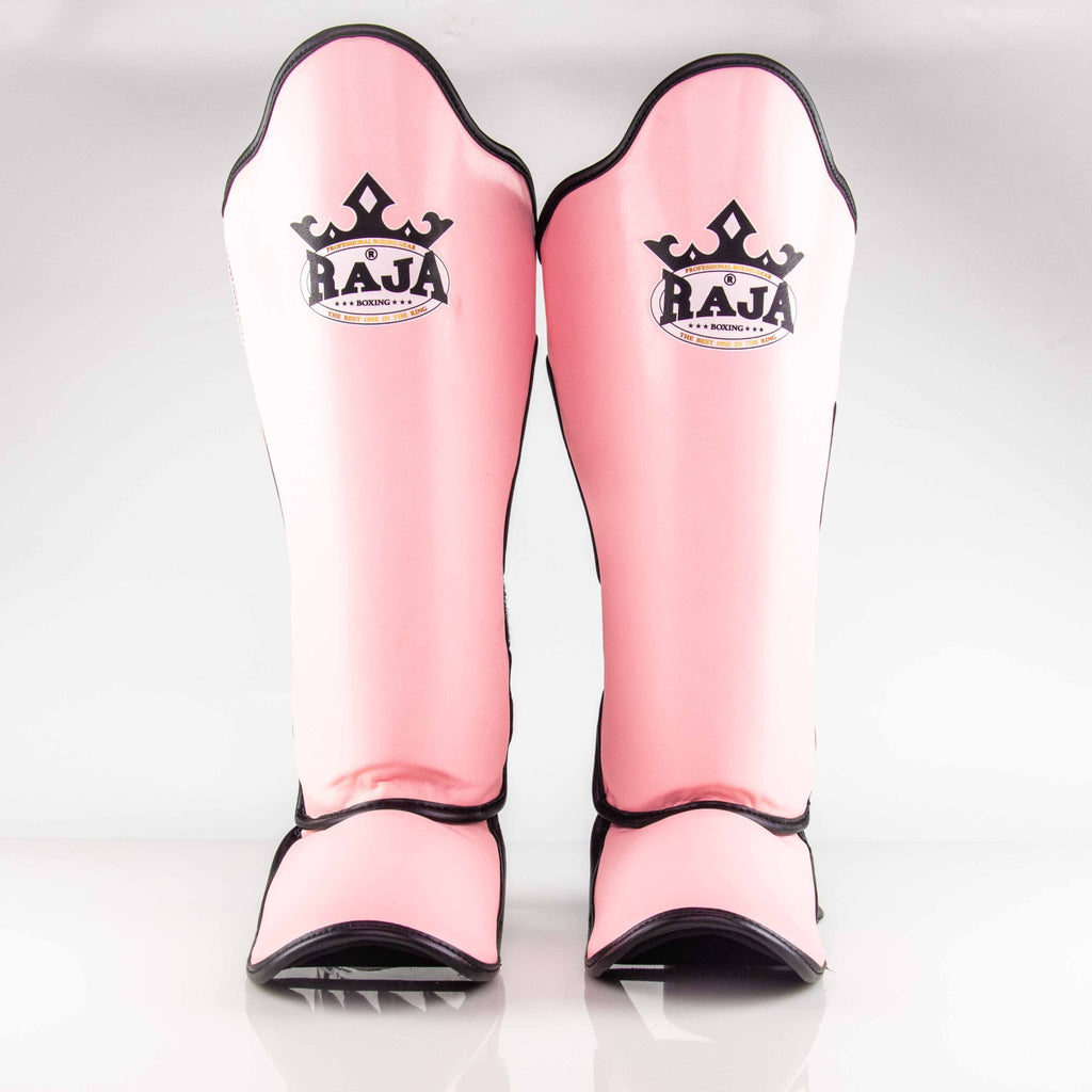 Raja Boxing Lightweight Shin Guards in Pink Pastel, full view
