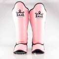 Raja Boxing Lightweight Shin Guards in Pink Pastel, front view