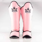 Raja Boxing Lightweight Shin Guards in Pink Pastel, front view