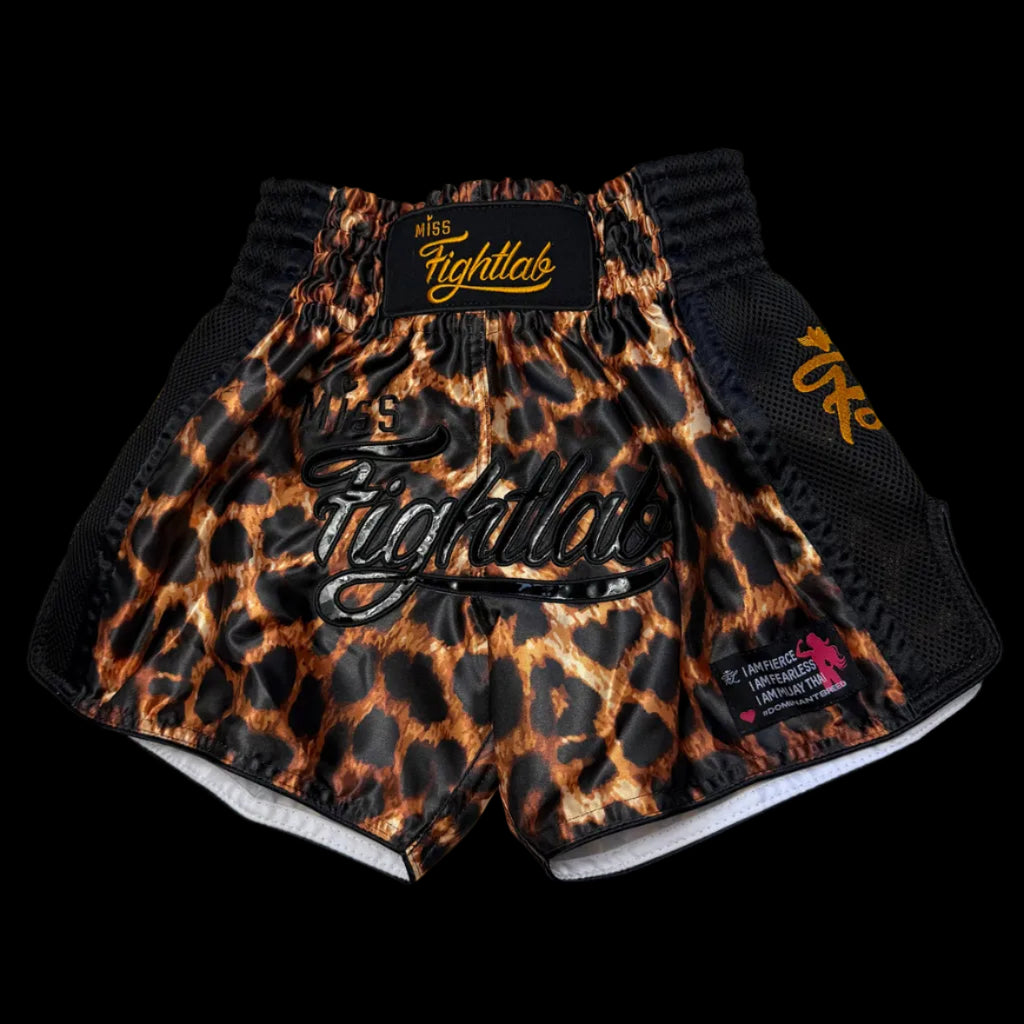 Fightlab Miss Leopard Print Thai Boxing Shorts detail