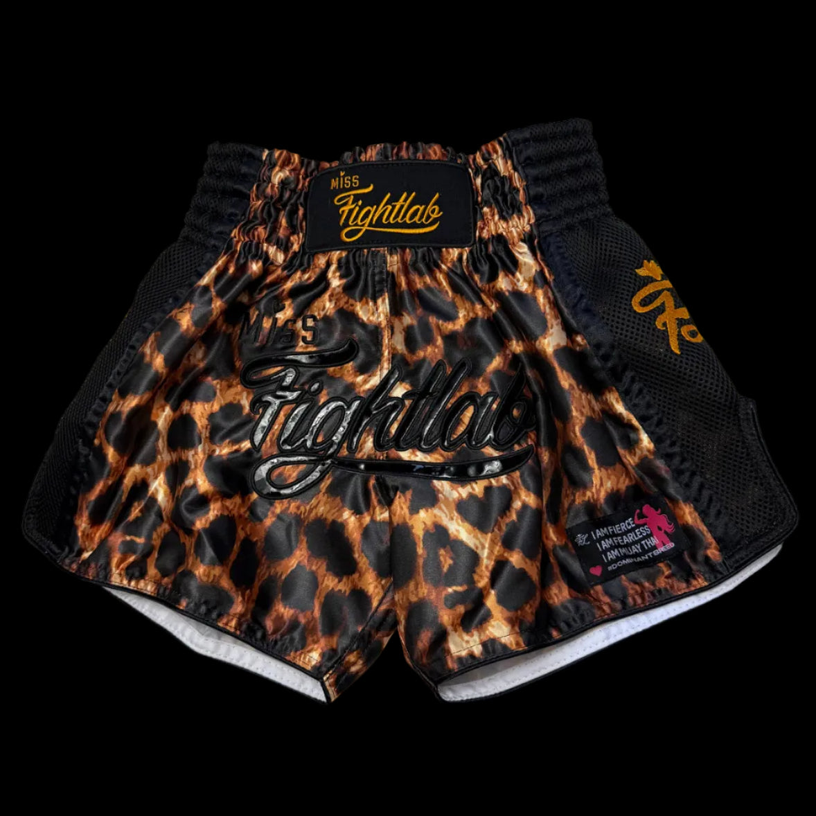 Fightlab Miss Leopard Print Thai Boxing Shorts detail