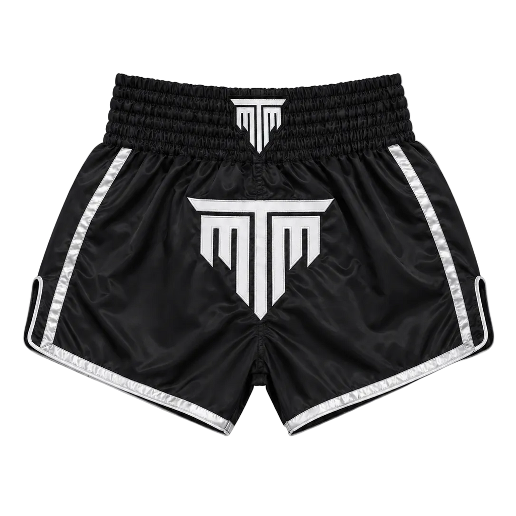 MTM Essentials Muay Thai Shorts in black, front view