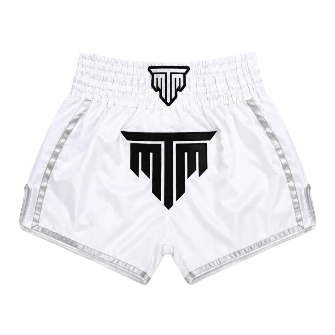 MTM Essentials Muay Thai Shorts in white, front view