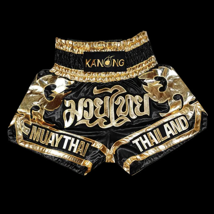Kanong KNS-136 Muay Thai Shorts in Black
