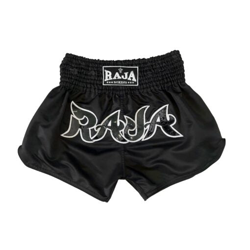 RAJA Boxing Micro Peach Muay Thai Shorts in black, side view