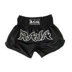 RAJA Boxing Micro Peach Muay Thai Shorts in black, front view