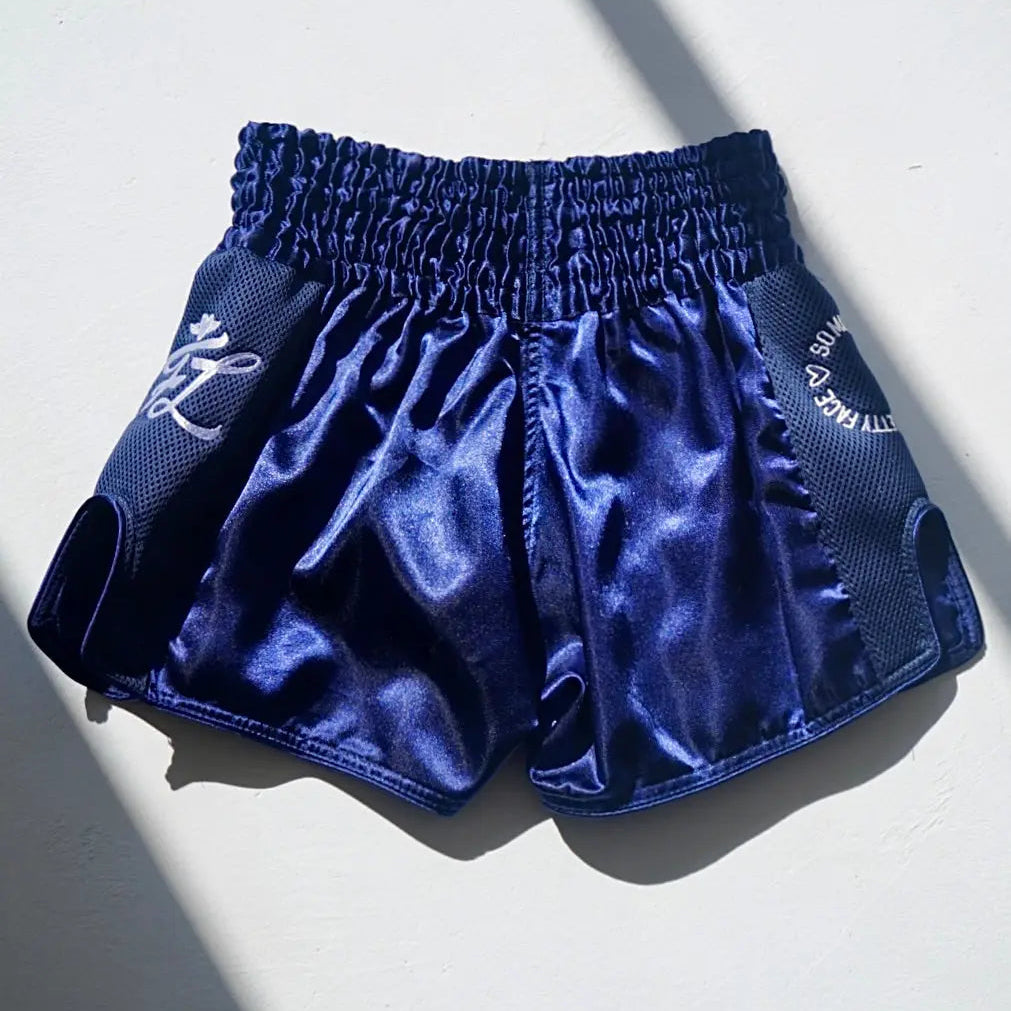 Miss Fightlab Artemis Fight Night Limited Edition Thai Boxing Shorts - Blue, detail of design