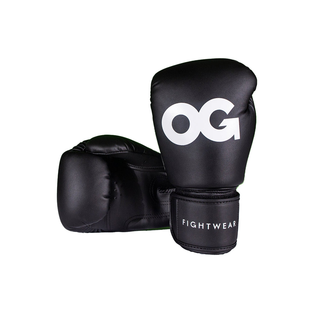 OG Fightwear Supermax Boxing Gloves Black front view