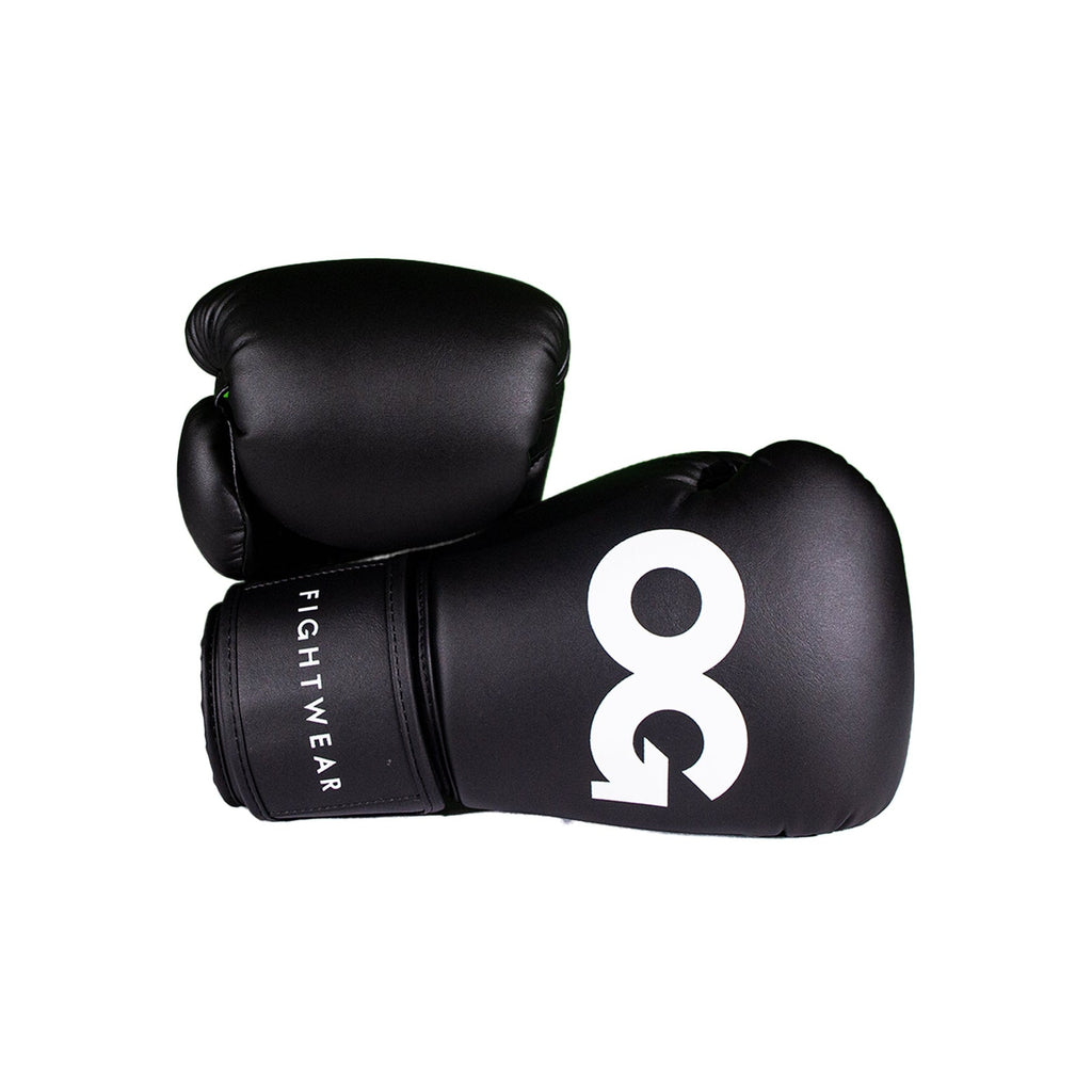 OG Fightwear Supermax Boxing Gloves in black, side view