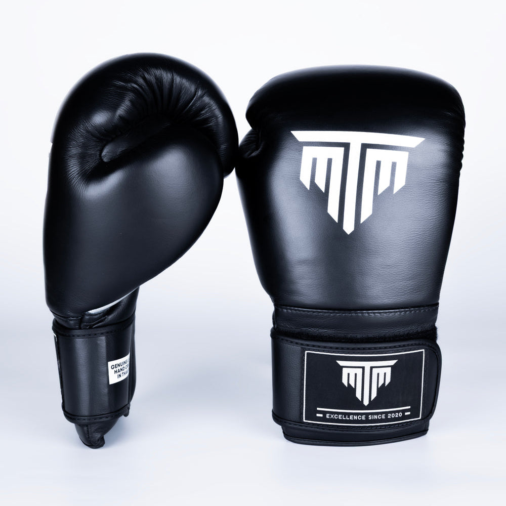 MTM Sport Pro X1 Velcro Boxing Gloves in black, side view with wrist support