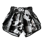 OG Fightwear Camo Muay Thai Shorts in Black, front view