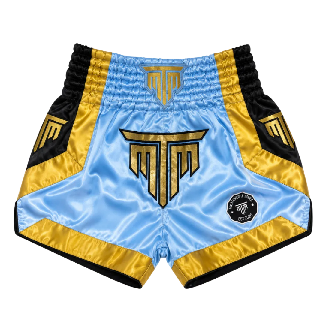 MTM Royale Muay Thai Shorts in blue, front view