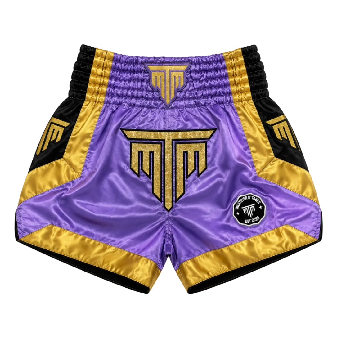 MTM Royale Muay Thai Shorts in purple, front view